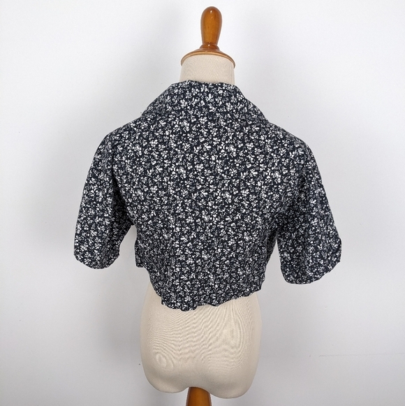 Zara Black Floral Crop Top Extra Small - Picture 3 of 10